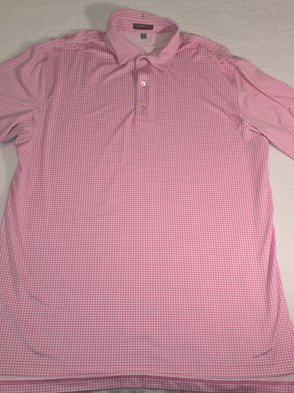 Peter Millar Mens Polo Insperity Championship Size L Pink Checked Summer Comfort